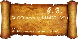 Grünczveig Nikétás névjegykártya